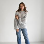Hand Knitted Mohair Hoodie: Gray Slouchy Knitwear