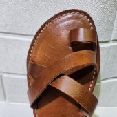 Handmade Moroccan Leather Sandals For Women – Brown Toe Loop Flat Sandals – Genuine Leather Summer Shoes – Buckle Strap Design