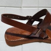 Moroccan Men’s Leather Sandals – Handmade Brown Buckle Sandals With Triple Strap, Comfortable Rubber Sole, Traditional Moroccan Summer Shoes